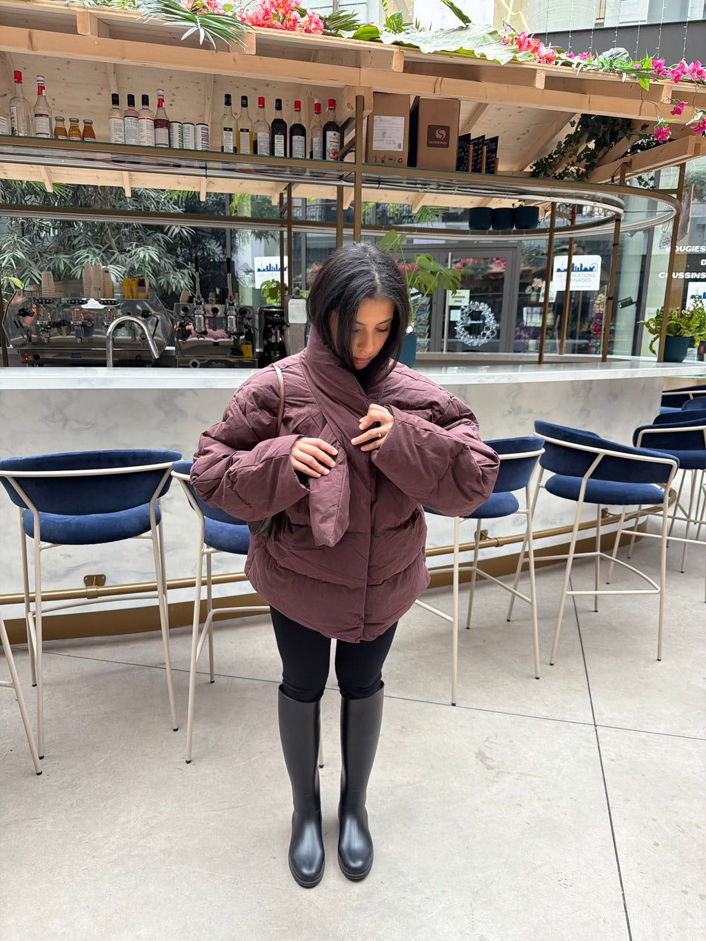 Doudoune à écharpe intégrée