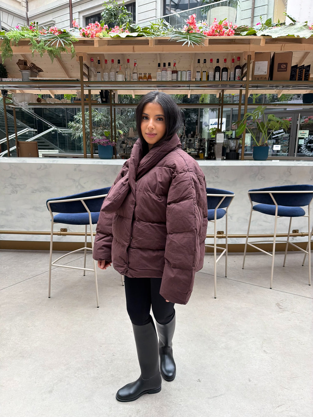 Doudoune à écharpe intégrée