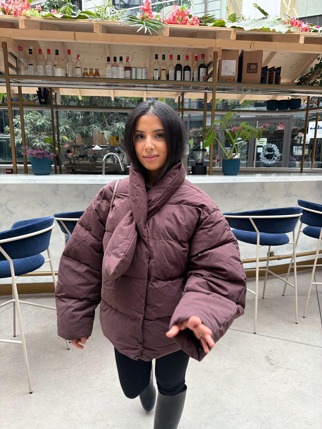 Doudoune à écharpe intégrée