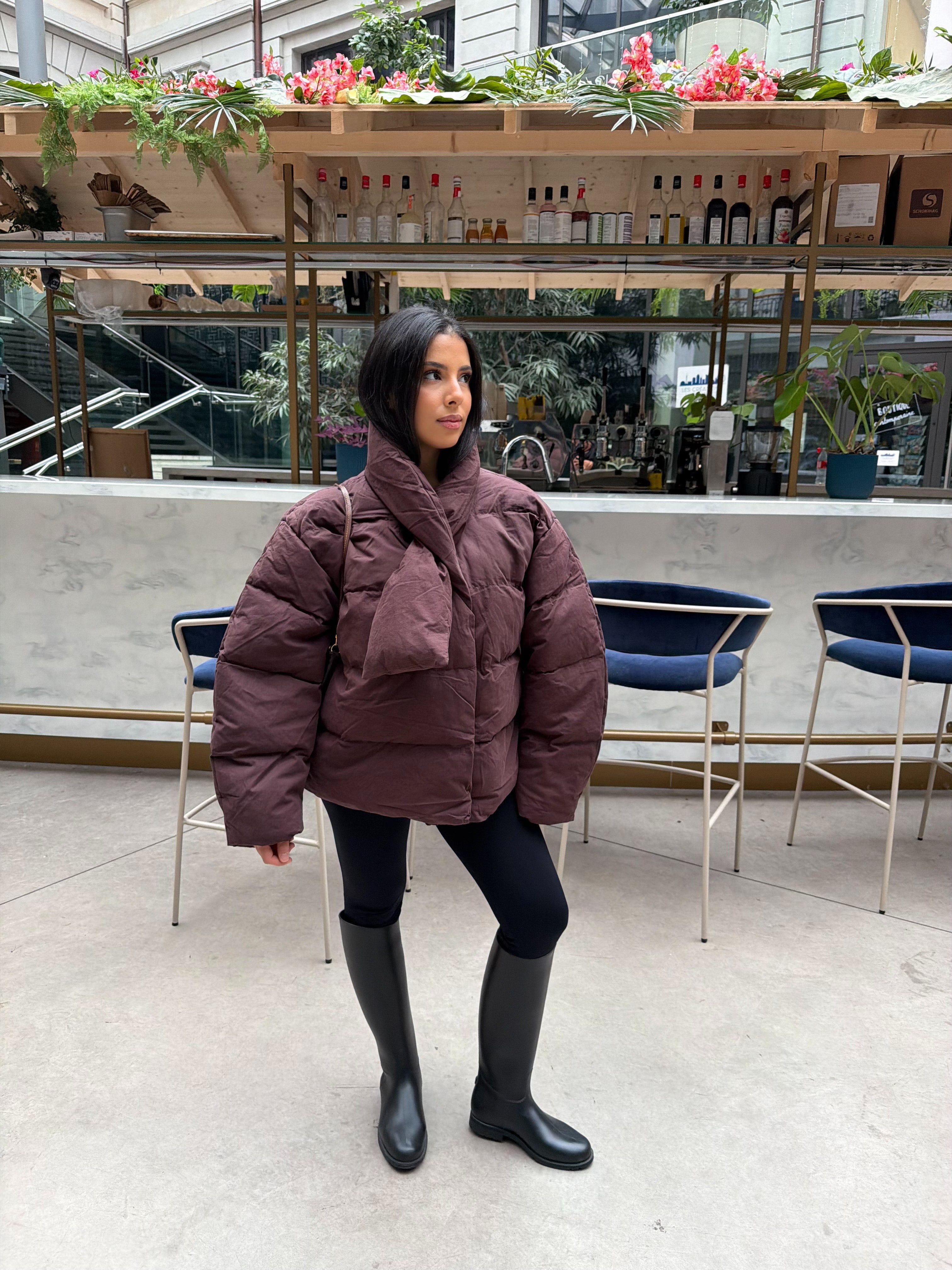 Doudoune à écharpe intégrée